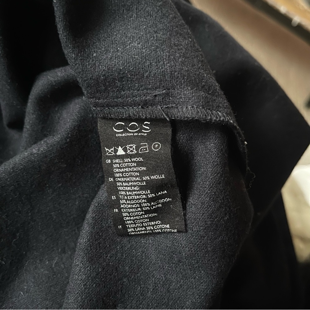 COS Black Wool Blend Shirt Jacket XL Minimalist Utility Overshirt Preppy Classic - Picture 7 of 7